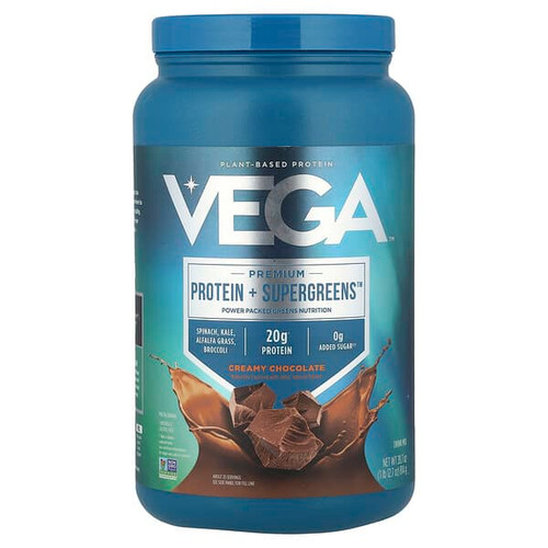 <img alt="Vega, Plant-Based Protein, Premium Protein + Supergreens, Creamy Chocolate, 1 lb 12.7 oz (814 g)" title="Vega, Plant-Based Protein, Premium Protein + Supergreens, Creamy Chocolate, 1 lb 12.7 oz (814 g),838766066509"