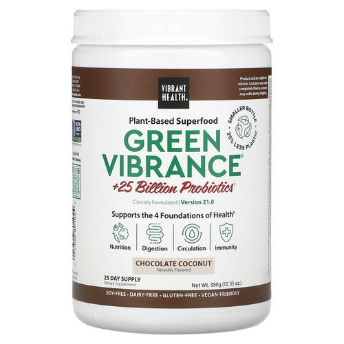 <img alt="Vibrant Health, Green Vibrance +25 Billion Probiotics, Version 21.0, Chocolate Coconut, 12.35 oz (350 g)" title="Vibrant Health, Green Vibrance +25 Billion Probiotics, Version 21.0, Chocolate Coconut, 12.35 oz (350 g),074306801944"