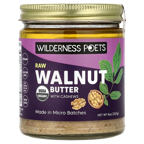 <img alt="Wilderness Poets, Raw Walnut Butter with Cashews, 8 oz (227 g)" title="Wilderness Poets, Raw Walnut Butter with Cashews, 8 oz (227 g),855434006278"