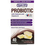 Yum-Vs, Probiotic with Calcium and Vitamin D, White Chocolate Flavor , 40 Chewables