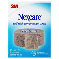 3 PACK OF Nexcare Self Stick Compression Wrap 25mm X 2m Tan 1 Pack