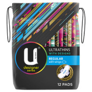 3 PACK OF Kotex U Designer Series Regular Wing Ultrathins 12 Pack