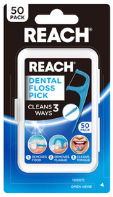 3 PACK OF Reach Dental Floss Pick 3-Ways 50 Pack