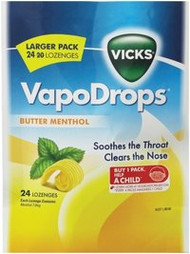 3 PACK OF Vicks Vapodrops Butter Menthol 24