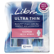 3 PACK OF Libra Ultra Thin Super Pads With Wings 12 Pack
