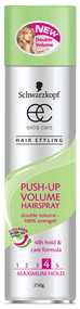 3 PACK OF Schwarzkopf Extra Care Push Up Volume Hairspray 250G
