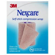 3 PACK OF Nexcare Self Stick Compression Wrap 75mm X 2m Tan 1 Pack