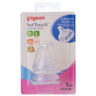 3 PACK OF Pigeon SofTouch Peristaltic Plus Wide Neck Teat Large 2 Pack