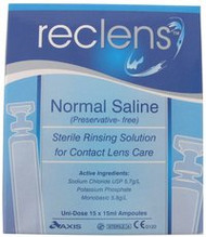 3 PACK OF Reclens Normal Saline 15Ml X 15 Ampules