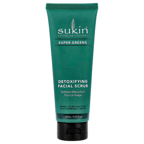 <img alt="Sukin, Super Greens, Detoxifying Facial Scrub, Normal To Dry Skin Types , 4.23 fl oz (125 ml)" title="Sukin, Super Greens, Detoxifying Facial Scrub, Normal To Dry Skin Types , 4.23 fl oz (125 ml),9327693004421"