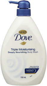 3 PACK OF Dove Triple Moisturising Deeply Nourishing Body Wash 1 Litre