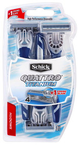 3 PACK OF Schick Quattro Mens Titanium Disposable Razor 3 Pack