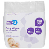 3 PACK OF babyU Baby Wipes Fragrance Free 240 Pack