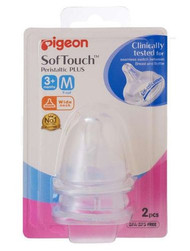 3 PACK OF Pigeon Softouch Peristaltic Plus Wide Neck Teat Medium 2 Pack
