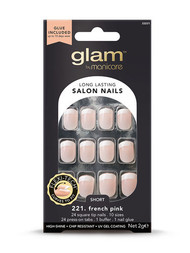 3 PACK OF Manicare Glam 221. French Pink Short Square Nails 2g