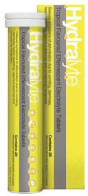 3 PACK OF Hydralyte Effervescent Electrolyte Tropical 20 Tablets
