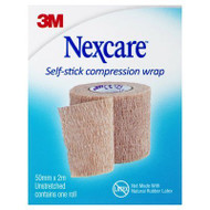 3 PACK OF Nexcare Self Stick Compression Wrap 50mm X 2m Tan 1 Pack