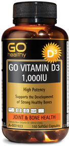 3 PACK OF Go Healthy Go Vitamin D3 1000IU 150 Capsules