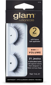 3 PACK OF Manicare Glam 21. Jessica Eyelashes 2 Pack With Applicator