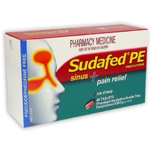 Sudafed Pe Sinus Pain Tablets 48