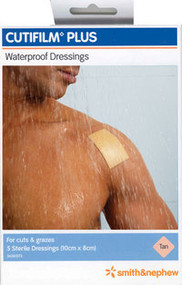 3 PACK OF Cutifilm Plus Waterproof Dressings - Tan 10X8Cm 5 Pack
