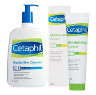 3 PACK OF Cetaphil Gentle Skin Cleanser 1 Litre + Moisturising Cream 100g