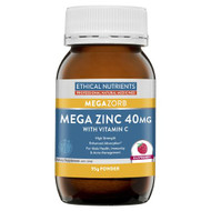 3 PACK OF Ethical Nutrients Megazorb Mega Zinc 40mg With Vitamin C Raspberry 95g
