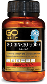 3 PACK OF Go Healthy Go Ginkgo 9000 1-A-Day 60 Capsules