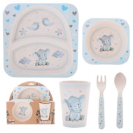 Gibson Baby Elephant 5 Piece Bamboo Dining Set Boy