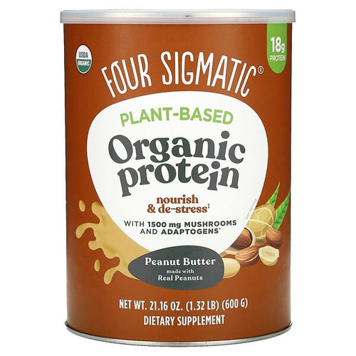 <img alt="Four Sigmatic, Plant-Based Organic Protein with Mushrooms & Adaptogens, Peanut Butter, 1.32 lbs (600 g)" title="Four Sigmatic, Plant-Based Organic Protein with Mushrooms & Adaptogens, Peanut Butter, 1.32 lbs (600 g),816897022274"