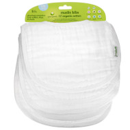 Green Sprouts, Muslin Bibs, 0-12 Months, White, 5 Pack,Green Sprouts, Muslin Bibs, 0-12 Months, White, 5 Pack