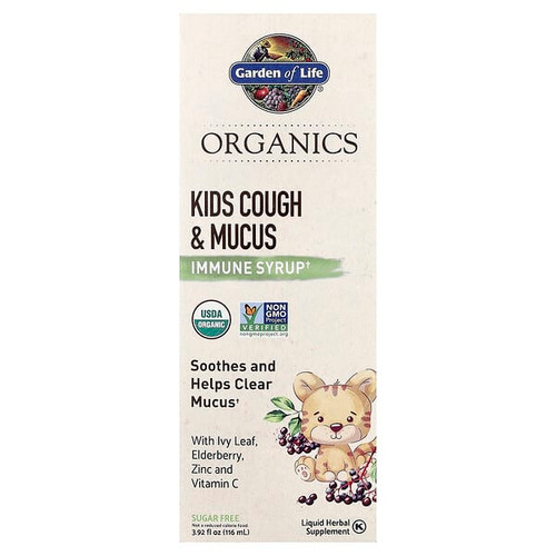 <img alt="Garden of Life, Organics, Kids Cough & Mucus, Immune Syrup with Ivy Leaf, Zinc & Vitamin C, 3.92 fl oz (116 ml)" title="Garden of Life, Organics, Kids Cough & Mucus, Immune Syrup with Ivy Leaf, Zinc & Vitamin C, 3.92 fl oz (116 ml),658010128162"