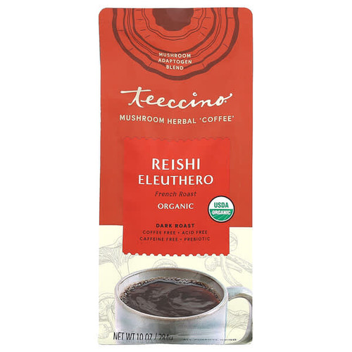 <img alt="Teeccino, Mushroom Herbal Coffee, Reishi Eleuthero, Dark Roast, Caffeine Free, 10 oz (284 g)" title="Teeccino, Mushroom Herbal Coffee, Reishi Eleuthero, Dark Roast, Caffeine Free, 10 oz (284 g),795239850105"
