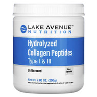 Lake Avenue Nutrition, Hydrolyzed Collagen Peptides, Type I & III, Unflavored, 7.05 oz (200 g),Lake Avenue Nutrition, Hydrolyzed Collagen Peptides, Type I & III, Unflavored, 7.05 oz (200 g)