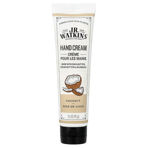 <img alt="J R Watkins, Hand Cream, Coconut , 3.3 oz (95 g)" title="J R Watkins, Hand Cream, Coconut , 3.3 oz (95 g),813724020427"