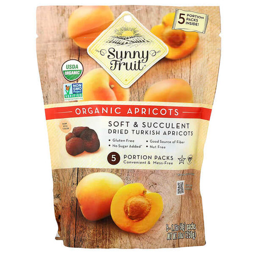 <img alt="Sunny Fruit, Organic Dried Apricots, 5 Portion Packs, 1.76 oz (50 g) Each" title="Sunny Fruit, Organic Dried Apricots, 5 Portion Packs, 1.76 oz (50 g) Each,842515006722"