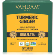 3 PACK OF Vahdam Teas, Herbal Tea, Turmeric Ginger, Caffeine Free, 15 Infusion Bags, 1.06 oz (30 g),Vahdam Teas, Herbal Tea, Turmeric Ginger, Caffeine Free, 15 Infusion Bags, 1.06 oz (30 g)