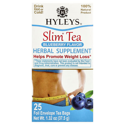 <img alt="Hyleys Tea, Slim Tea, Blueberry, 25 Foil Envelope Tea Bags, 1.32 oz (37.5 g)" title="Hyleys Tea, Slim Tea, Blueberry, 25 Foil Envelope Tea Bags, 1.32 oz (37.5 g),4791045013488"