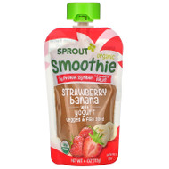 3 PACK OF Sprout Organic, Smoothie, Strawberry Banana with Yogurt, Veggies & Flax Seed, 4 oz ( 113 g),Sprout Organic, Smoothie, Strawberry Banana with Yogurt, Veggies & Flax Seed, 4 oz ( 113 g)