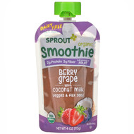 3 PACK OF Sprout Organic, Smoothie, Berry Grape with Coconut Milk, Veggies & Flax Seed, 4 oz ( 113 g),Sprout Organic, Smoothie, Berry Grape with Coconut Milk, Veggies & Flax Seed, 4 oz ( 113 g)