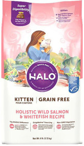 Halo Purely For Pets Halo Holistic Grain Free Kitten Dry Cat Food Wild Salmon & Whitefish Recipe -- 6 lbs