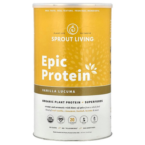 <img alt="Sprout Living, Epic Protein, Organic Plant Protein + Superfoods, Vanilla Lucuma, 2 lb (912 g)" title="Sprout Living, Epic Protein, Organic Plant Protein + Superfoods, Vanilla Lucuma, 2 lb (912 g),852457007657"