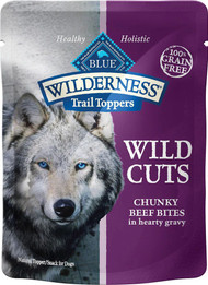 Blue Buffalo Wilderness Wild Cuts Dog Trail Toppers Chunky Beef Bites in Hearty Gravy -- 3 oz Each / Pack of 24