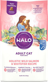 Halo Natural Dry Cat Food Wild Salmon And Whitefish Recipe -- 10 lb