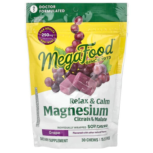 <img alt="MegaFood, Magnesium, Citrate & Malate, Grape, 30 Individually Wrapped Soft Chews (125 mg per Chew)" title="MegaFood, Magnesium, Citrate & Malate, Grape, 30 Individually Wrapped Soft Chews (125 mg per Chew),051494103999"