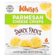 3 PACK of Whisps, Parmesan Cheese Crisps, Snack Packs, 6 Pouches, 0.63 oz (18 g) Each