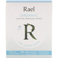 3 PACK of Rael, Organic Cotton Feminine Wipes, 10 Wipes