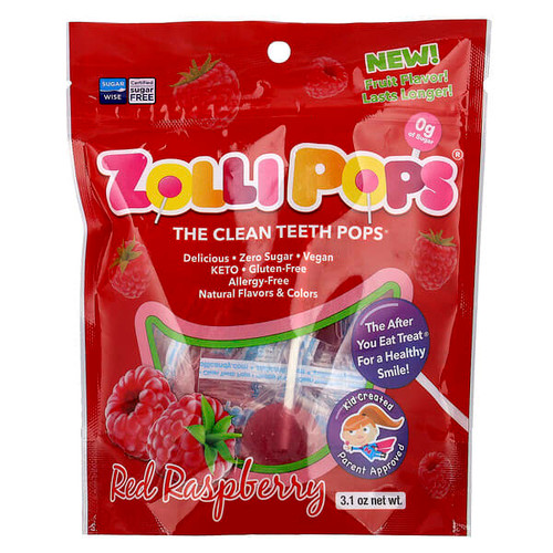 <img alt="Zollipops, The Clean Teeth Pops, Red Raspberry, 3.1 oz" title="Zollipops, The Clean Teeth Pops, Red Raspberry, 3.1 oz,853231003322"