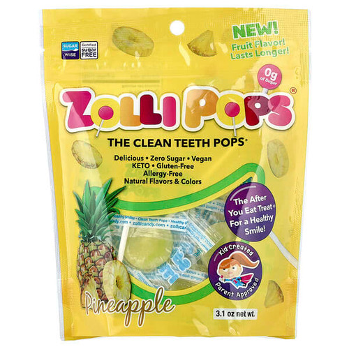 <img alt="Zollipops, The Clean Teeth Pops, Pineapple, 3.1 oz" title="Zollipops, The Clean Teeth Pops, Pineapple, 3.1 oz,853231003339"