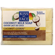 3 PACK of Kiss My Face, Coconut Milk Soap, Coconut Citrus, 3 Bars, 3.5 oz (99 g) Each